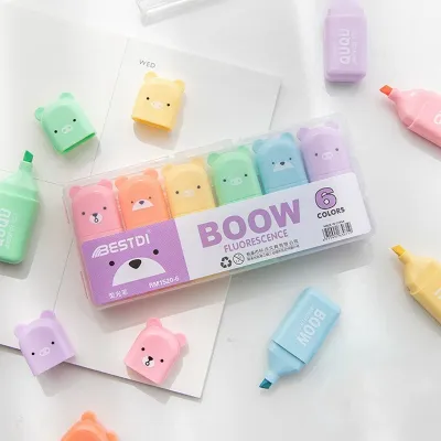 6pcs Kawaii Bear Highlighter Pen Set 