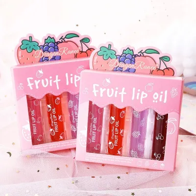 4 Pcs Fruit Lip Gloss / Lip Oil Set 