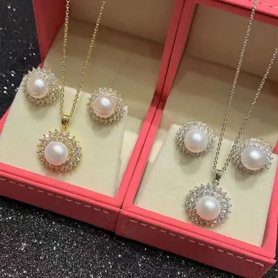 4 Pcs Sunflower Pearl Jewellery Set 