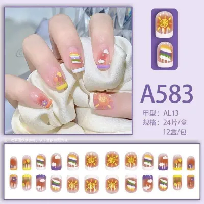 24 Pcs Fake Nails False Nails Set  (1 Set) 