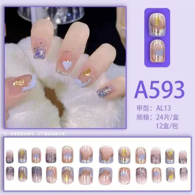 24 Pcs Fake Nails False Nails Set  (1 Set) 