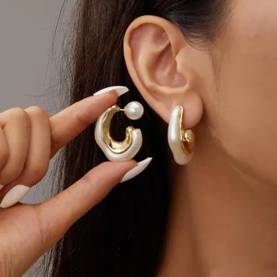 C Shaped Korean Style Earrings 