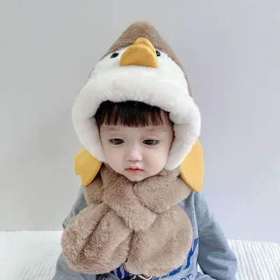 Cartoon Penguin Baby Hat Scarf Winter Cap 