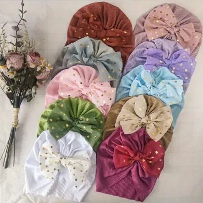 Shiny Sequin Bowknot Girls Turban Cap