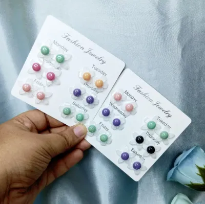 6 Pairs Flower Pearl Stud Earrings Set