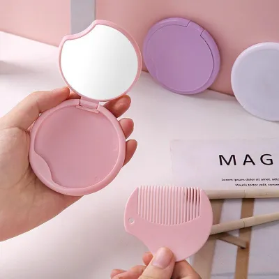 New Portable Mirror with Comb (1 Pc)