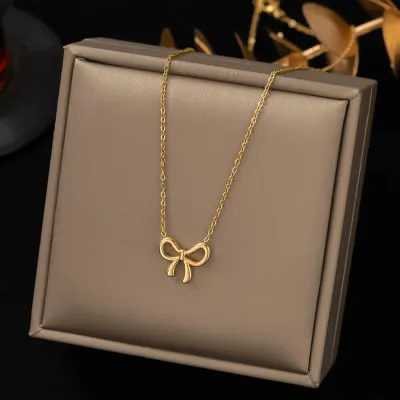 Titanium Steel Butterfly Knot Necklace 