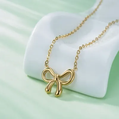 Titanium Steel Butterfly Knot Necklace 