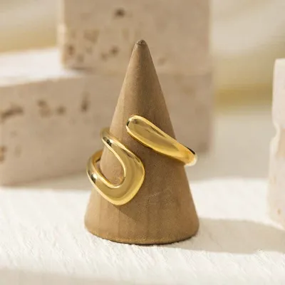 Fashionable & Simple Stainless Steel Golden Single-Loop Open Ring