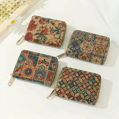 Retro Floral Print Mini Coin Purse Card Holder