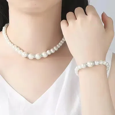 4 Pcs Vintage Simple Faux Pearl Jewellery Set