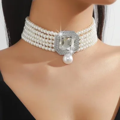 Luxury Multi-layer Faux Pearl Geometric Necklace 