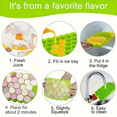 Reusable Silicon Ice Cube Tray with Lid (1 Pc) 