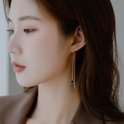 Korean Geometric Long Tassel Drop Earring