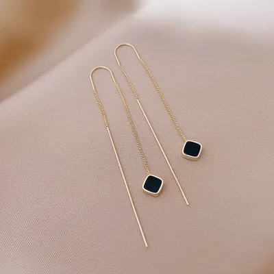 Korean Geometric Long Tassel Drop Earring