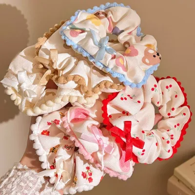 4 Pcs Lace Scrunchie Aesthetic Hair Tie/Rubber Set