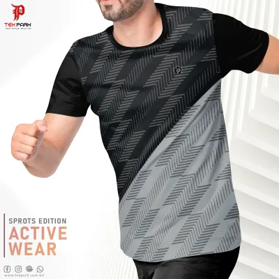 Texpark Man's Black & Ash Color Sports Edition Premium Active Ware T-shirt