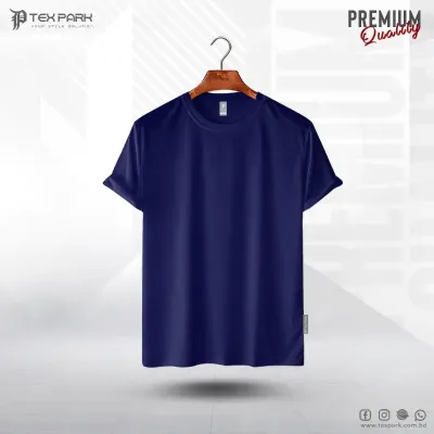 Navy Blue Solid Premium Quality Half Sleeve T-shirt