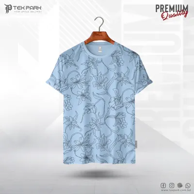 Premium Print Blue Half Sleeve T-shirt
