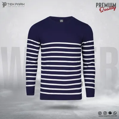 Navy & White Design Premium Quality Long Sleeve T-Shirts