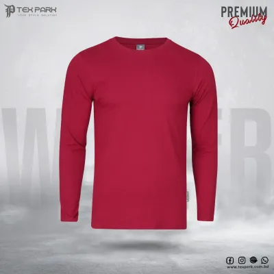 Maroon Color Solid Premium Quality Long Sleeve T-Shirts