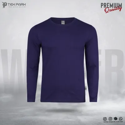 Navy Color Solid Premium Quality Long Sleeve T-Shirts