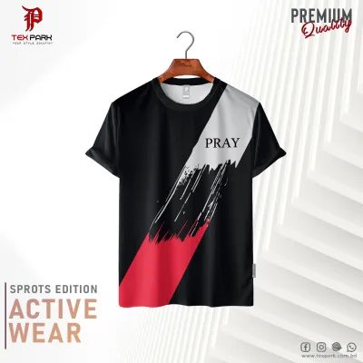 Texpark Man's Red & Ash Color Pray Sports Edition Premium Active Ware T-shirt