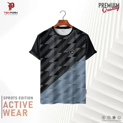 Texpark Man's Black & Ash Color Sports Edition Premium Active Ware T-shirt