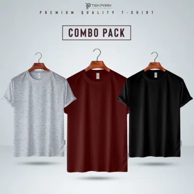 Ash black maroon 3 pcs combo T-shirt