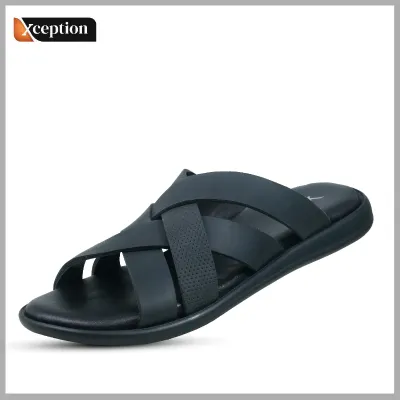 Oil Pull Up Wax Rich Spiffy Black Genuine Bull leather Sandal
