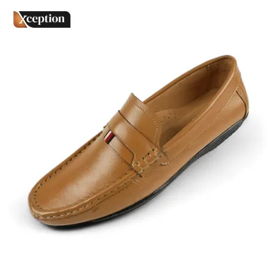 Natural Plane Finish Supper Fastness full Grain Genuine Leather Moccasin Shoes