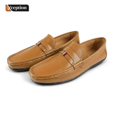 Natural Plane Finish Supper Fastness full Grain Genuine Leather Moccasin Shoes