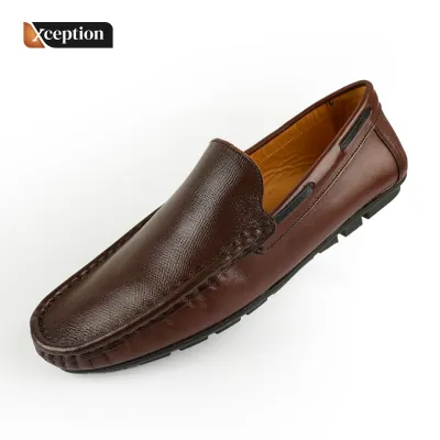 Genuine Cow Worthy High Fastness Vegetable Tanned Brown Leather Moccasin Shoes