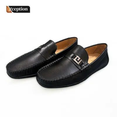 Black High Fastness Spiffy Genuine Cow Leather True Moccasin Shoes