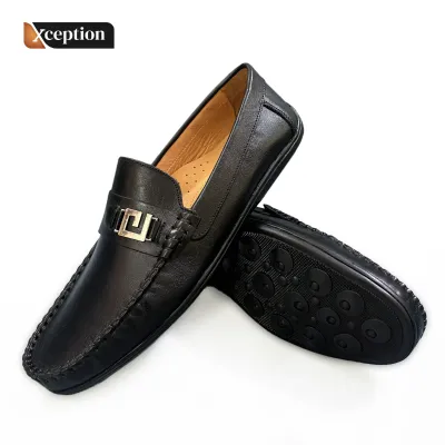 Black High Fastness Spiffy Genuine Cow Leather True Moccasin Shoes