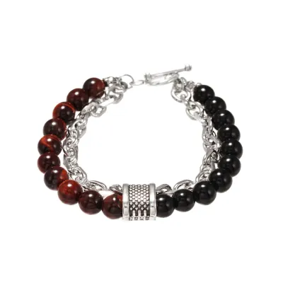 Chain Combination Geometric Men's Bracelet