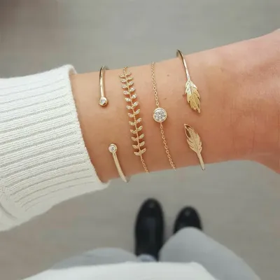 4 layer leaf bracelet