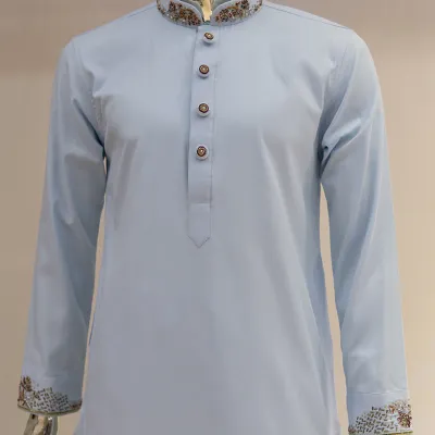 Powder Blue Zardozi Panjabi