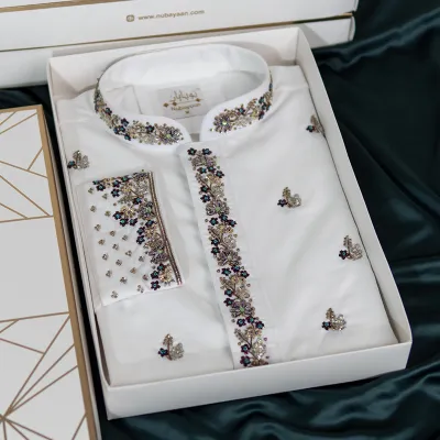 Luxury White Zardozi Panjabi