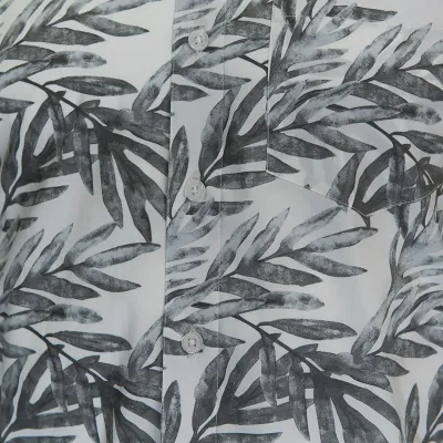White Leafy Print Shirt