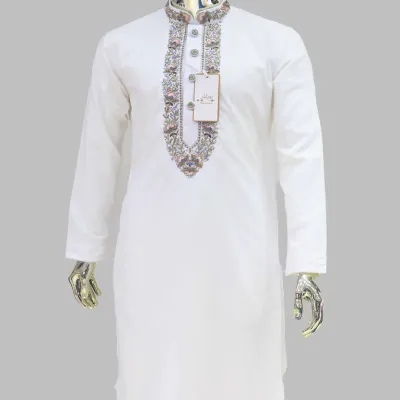 Luxury White Zardozi Panjabi