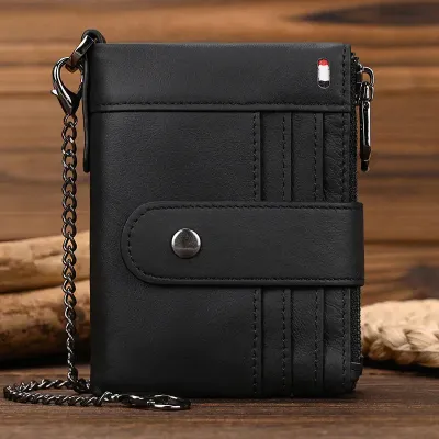 GENUINE LEATHER BIFOLD ZIPPER WALLET GB-6002B