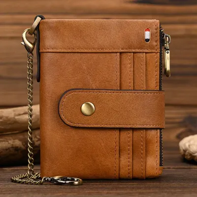 GENUINE LEATHER BIFOLD ZIPPER WALLET GB-6002Br