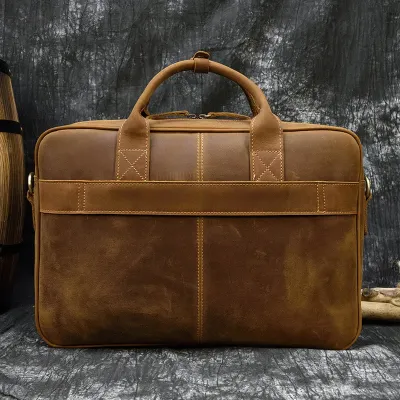 GENUINE LEATHER RETRO BRIEFCASE BAG GB-3319Br