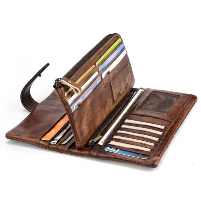 RETRO BRUSHED COWHIDE LONG WALLET GB-8025Br