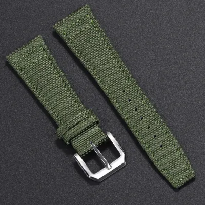 TWO LAYER CANVAS COWHIDE WATCH STRAP GB-WBF0162GrS