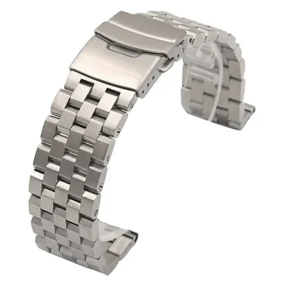 FIVE-BEAD SOLID FROSTED STAINLESS STEEL WATCH STRAP GB-WBG0275S