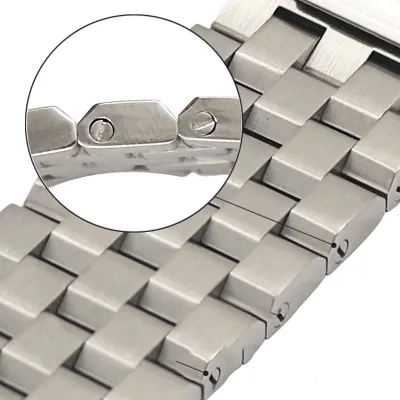 FIVE-BEAD SOLID FROSTED STAINLESS STEEL WATCH STRAP GB-WBG0275S