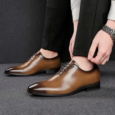 JAPANESE STYLE GENUINE LEATHER LACE-UP POINTED SHOE GB-8299