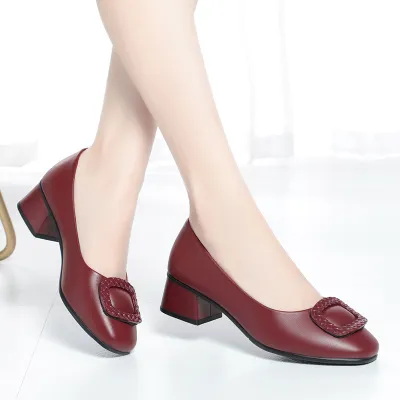 FLAT BOTTOM SQUARE DESIGN LEATHER SHOE GB-7030